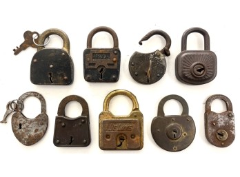 (9) VINTAGE STEEL PADLOCKS