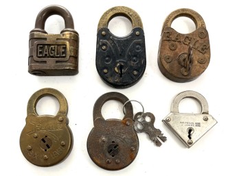 (6) VINTAGE EAGLE PADLOCKS