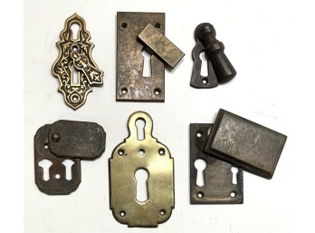 (6) ANTIQUE LARGE KEY HOLE COVERS