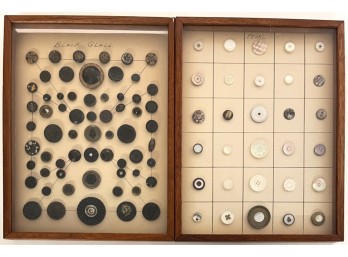 (93) ANTIQUE BLACK GLASS & MOTHER OF PEARL BUTTONS