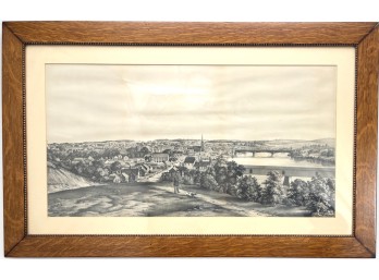 ANTIQUE HAVERHILL, MA IN GOLDEN OAK FRAME