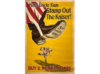 VINTAGE WWI STAMP OUT THE KAISER POSTER