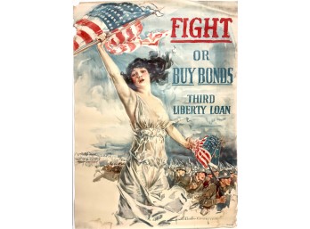 VINTAGE WWI FIGHT OR BUY BONDS POSTER