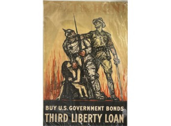 VINTAGE WWI HALT THE HUN POSTER