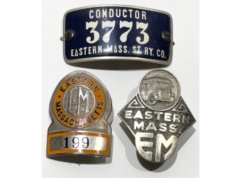 (3)  VINTAGE EASTERN MASS METAL BADGES