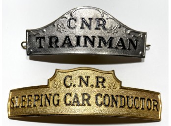 (2) METAL CANADIAN NATIONAL RAINWAY HAT BADGES