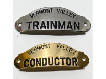 (2) METAL VERMONT VALLEY HAT BADGES