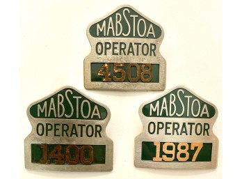 (3) VINTAGE MABSTOA  METAL HAT BADGES