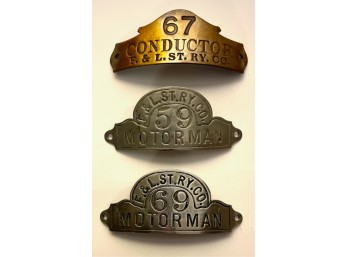 (3) VINTAGE FITCHBURG & LEOMINSTER METAL HAT BADGE