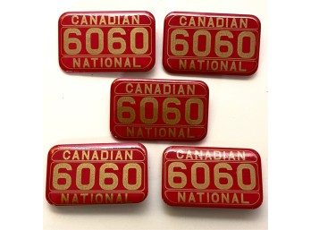 (5) CANADIAN NATIONAL RAILWAY PIN BACK BADGES and