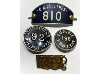 (4) VINTAGE METAL RAILWAY BADGES