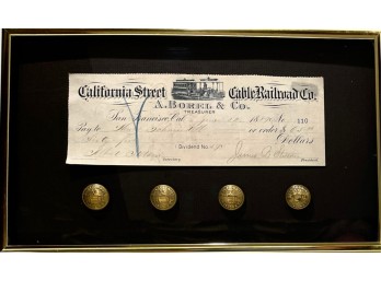 C. 1889 CALIFORNIA ST CABLE RAILROAD ISSUED CHECK