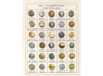 (30) NEW ENGLAND RAIL TRANSPORTATION BUTTONS