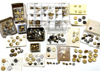 (200 +) VINTAGE RAIL TRANSPORTATION BUTTONS, ETC