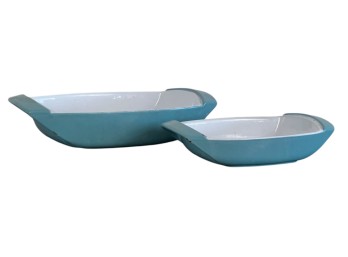 (2) 1950s LE CREUSET ENAMELED CAST IRON COOKWARE