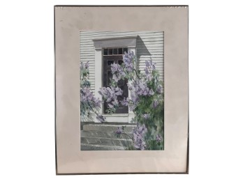 FRAN MALLON WATERCOLOR - LILACS NEAR FRONT DOOR