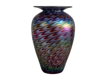 ARTISAN CRAFTED IRIDESCENT GLASS VASE