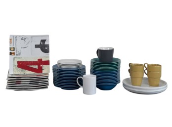 GROUPING Of CRATE And BARREL BOWLS, PLATES & CUPS