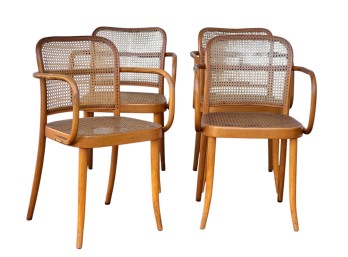 SET OF (4) STENDIG ARMCHAIRS with SYNTHETIC CANING