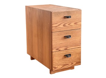 BLOND (3) DRAWER END TABLE with LEATHER PULLS