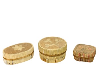 3) NATIVE AMERICAN QUILL & BIRCH BARK BOXES