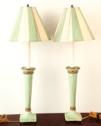 PAIR OF HAND PAINTED TABLE / BOUDOIR LAMPS