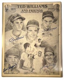 TED WILLIAMS AND FRIENDS POSTER W/ (4) SIGNATURES