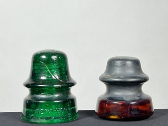 (2) INSULATORS: BROOKFIELD NY & CERAMIC