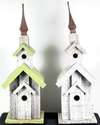 (2) DOUBLE TIER STEEPLE TOP BIRDHOUSES