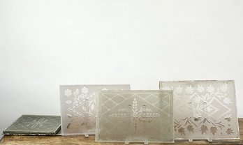 GROUP OF (9) FROSTED & ETCHED WINDOW PANES