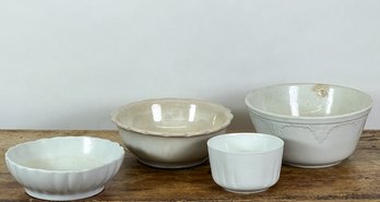 GROUP (4) MISC IRONSTONE MIXING BOWLS