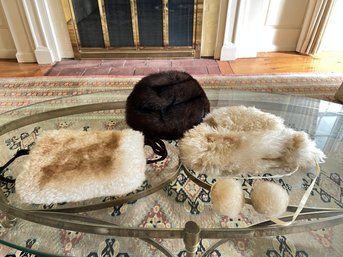 (2) VINTAGE FUR HATS AND A MUFF