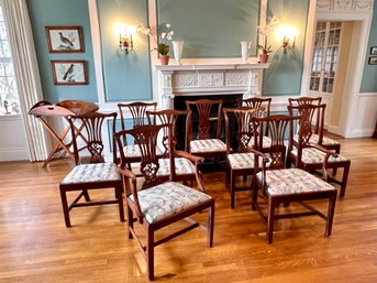 (8) GUSTAVE KNOTH CHIPPENDALE STYLE DINING CHAIRS