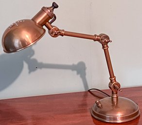 POTTERY BARN ADJUSTABLE ARM BRASS STUDENT LAMP