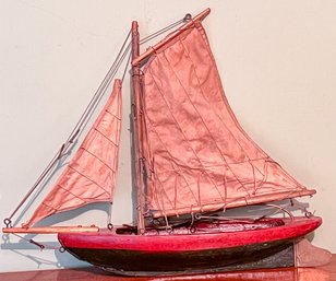 CARVED & PAINTED FULLY RIGGED SLOOP MODEL