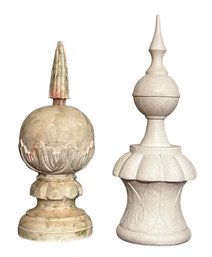 (2) DECORATIVE PAINTED WOOD FINIALS