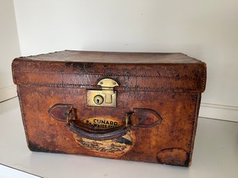 LEATHER TRUNK With CUNARD / WHITE STAR DECALS
