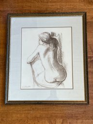 SIGNED CHARCOAL STUDY NUDE WOMAN