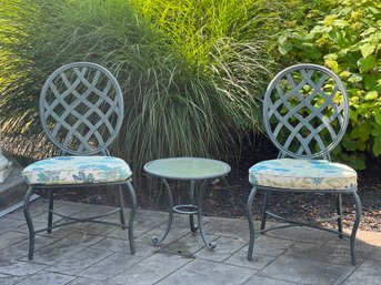 (2) BROWN JORDAN SIDE CHAIRS And DRINK STAND