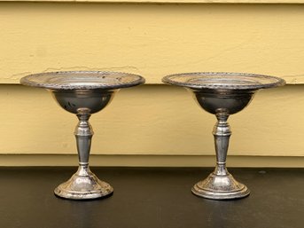 PAIR OF ROGERS WEIGHTED STERLING SILVER COMPOTES