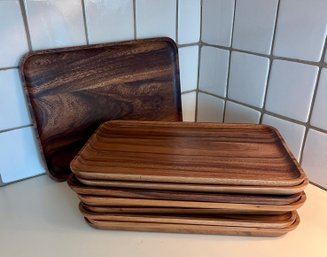 (10) WOODEN DISHED TRAYS