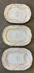 (3) HANDPAINTED (19th C) PORCELAIN TRAYS