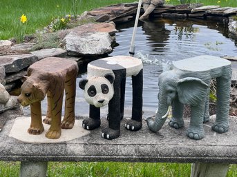 (3) FIGURAL RESIN OUTDOOR DRINK STANDS