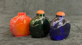 (3) CHINESE  GLASS SNUFF BOTTLES