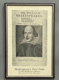 BODLEIAN LIBRARY EXHIBITION POSTER - SHAKESPEARES FIRST FOLIO
