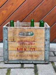 VINTAGE WHITING MILK CO. CRATE With BOTTLES