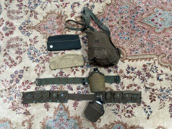 M17 GAS MASK & (2) UTILITY BELTS With CANTEENS