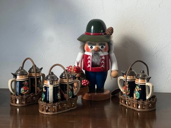 (3) SETS Of STEIN FORM SALT + PEPPERS & NUTCRACKER