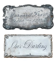 (2) VICTORIAN ENGRAVED SILVER PLATED PLAQUES