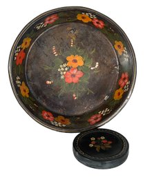 (20th C) TOLEWARE BOWL And CANNISTER